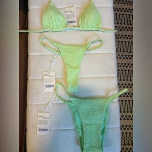 Monday Swimwear Light Green Textured Bikini Set